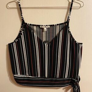 New NWT Express One Eleven Black Red Striped Crop Top Size Medium $35